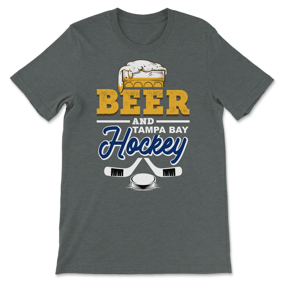 Beer and Tampa Bay Florida Hockey Beer Drinking Hockey Fan Gameday - Unisex T-Shirt - Dark Grey Heather