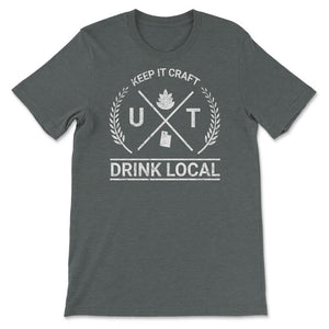 Drink Local Utah Vintage Craft Beer Brewing - Unisex T-Shirt - Dark Grey Heather