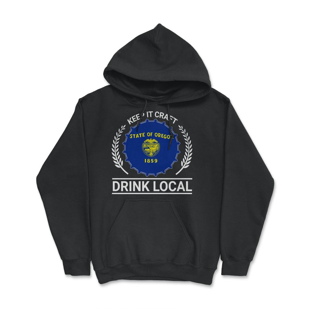 Drink Local Oregon Vintage Craft Beer Bottle Cap Brewing - Hoodie - Black