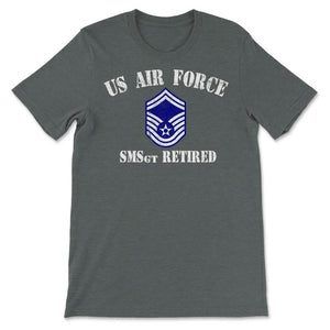 Vintage Retired Air Force Senior Master Sergeant Military Veteran - Unisex T-Shirt - Dark Grey Heather