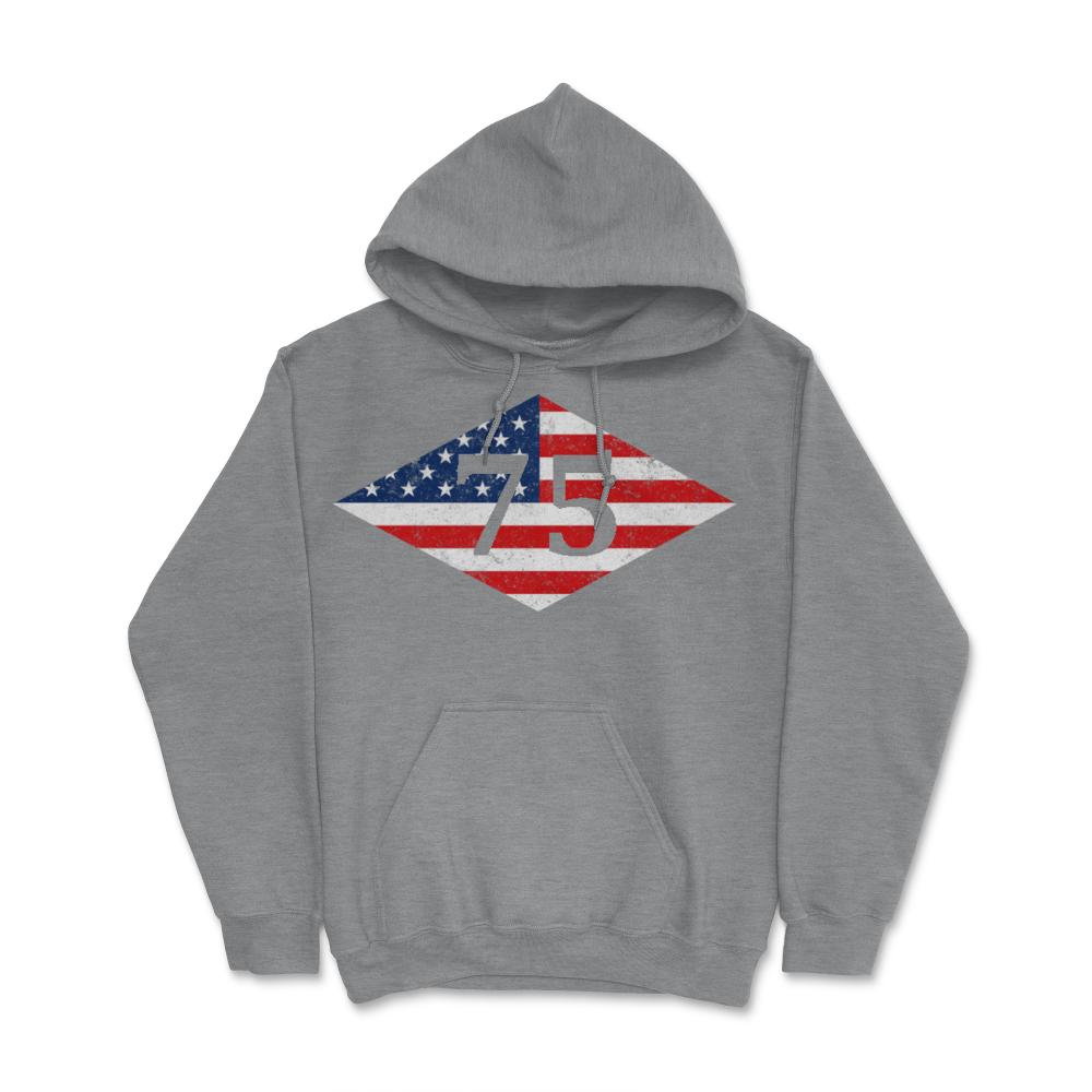 75th Ranger Regiment USA Flag Diamond Patriotic Military Army Gift - Hoodie - Grey Heather