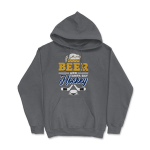 Beer and Tampa Bay Florida Hockey Beer Drinking Hockey Fan Gameday - Hoodie - Smoke Grey