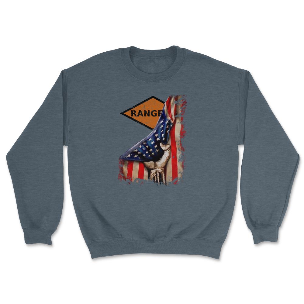 Orange Ranger Diamond USA Flag Pull Back Patriotic Military Gift - Unisex Sweatshirt - Dark Grey Heather