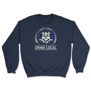 Drink Local Connecticut Vintage Craft Beer Bottle Cap Brewing - Unisex Sweatshirt - Navy