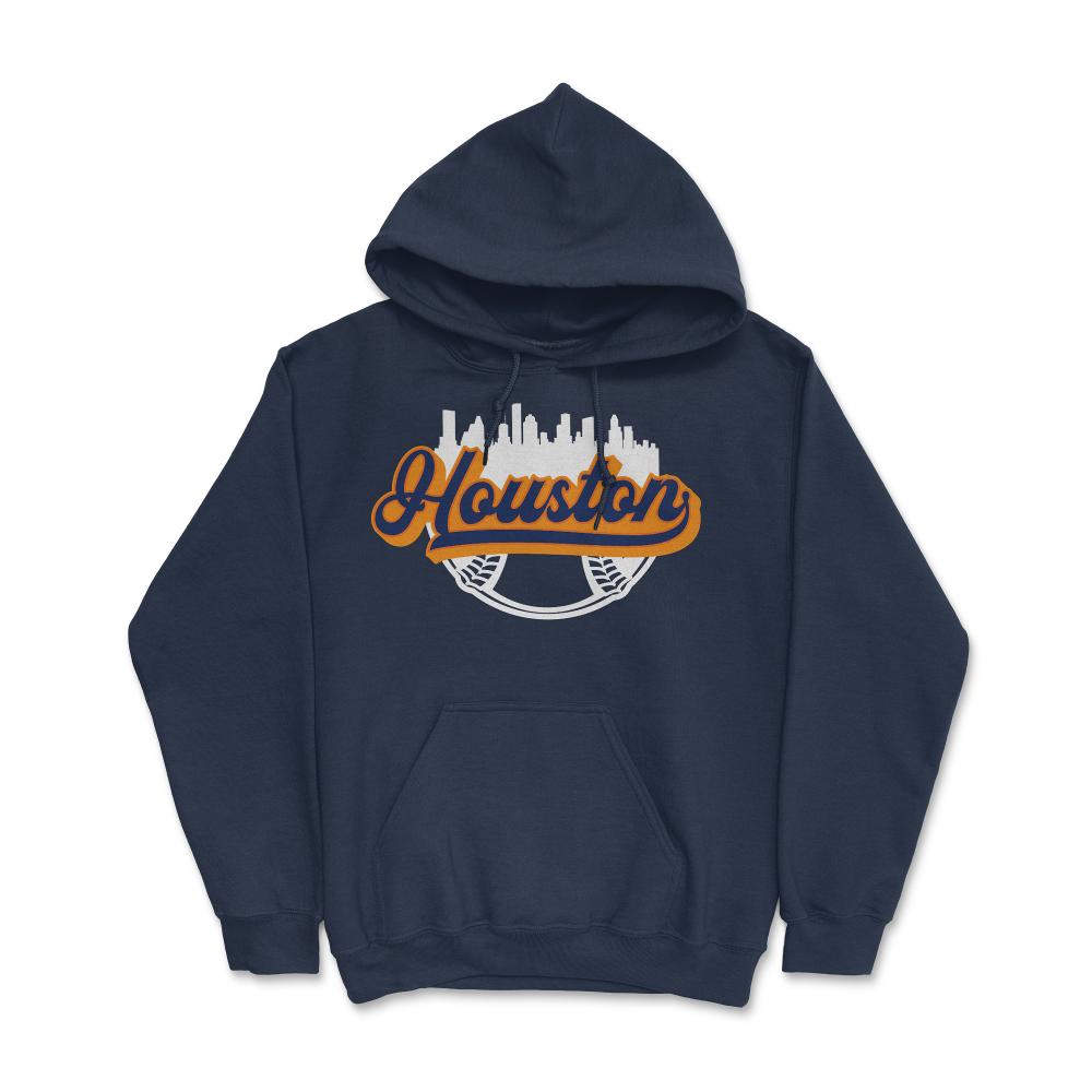 Houston Texas Baseball Downtown City Skyline Baseball Fan - Hoodie - Navy