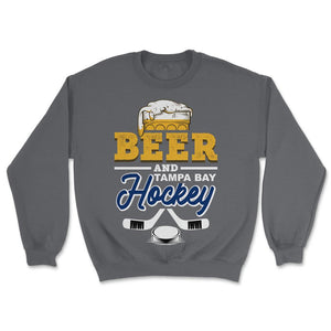 Beer and Tampa Bay Florida Hockey Beer Drinking Hockey Fan Gameday - Unisex Sweatshirt - Smoke Grey