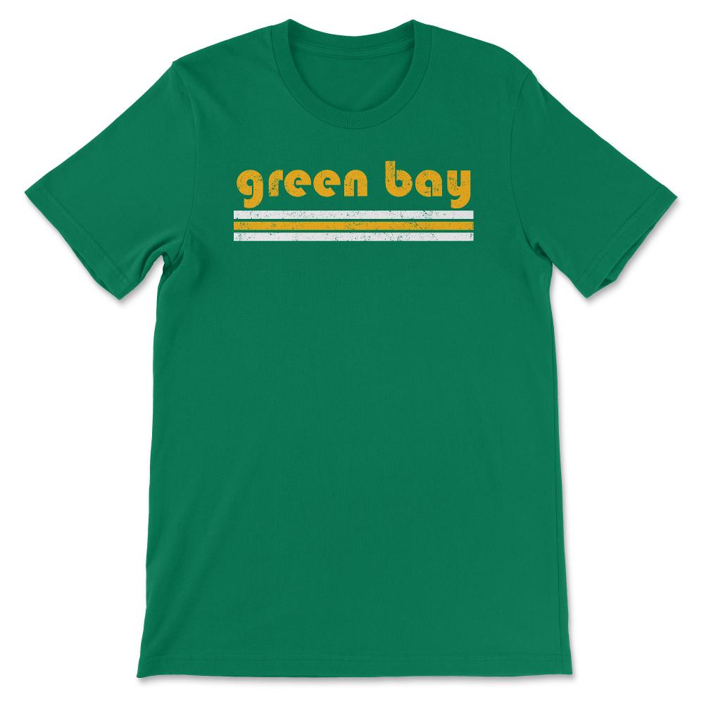 Vintage Green Bay Wisconsin Retro Three Stripe Weathered - Unisex T-Shirt - Kelly Green