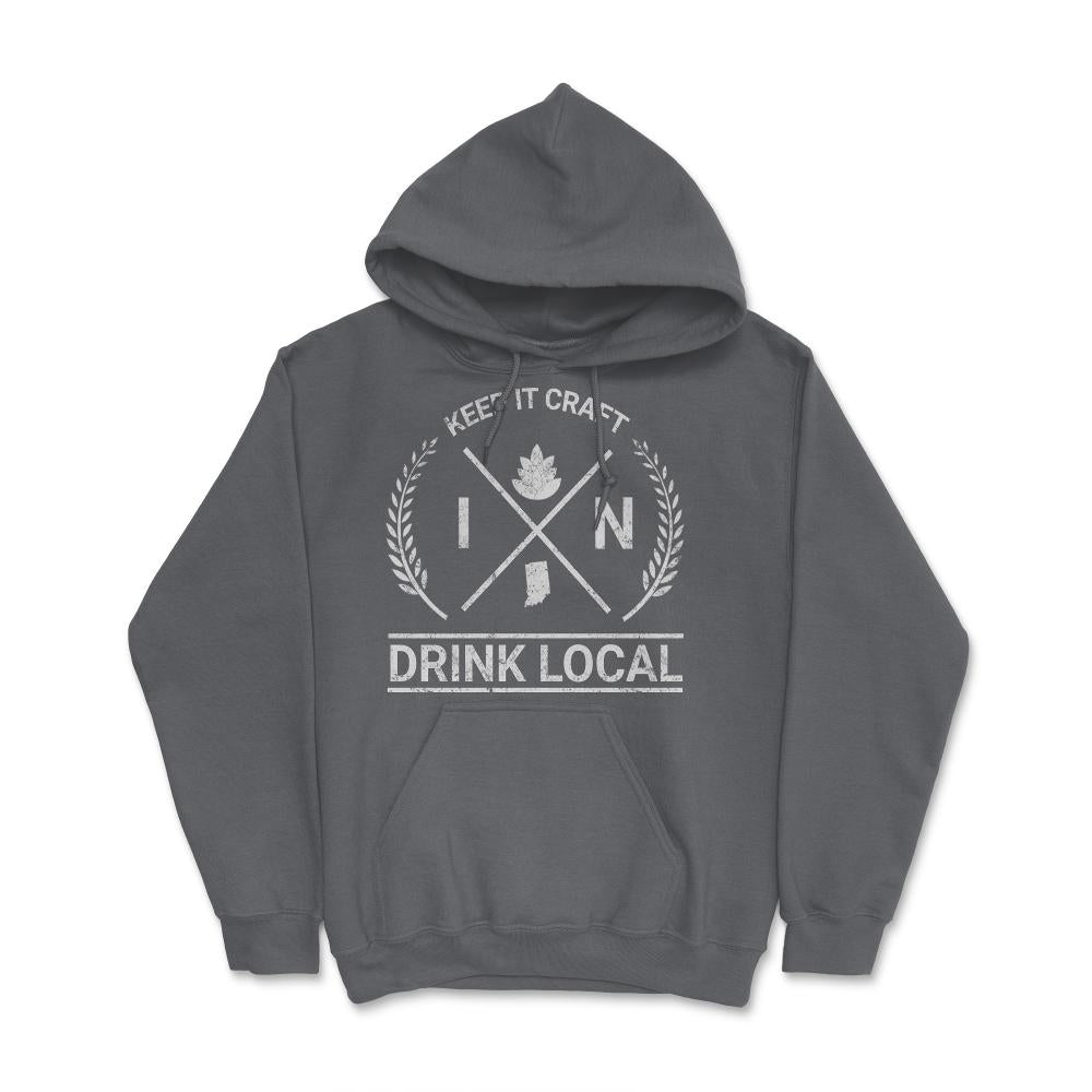 Drink Local Indiana Vintage Craft Beer Brewing - Hoodie - Smoke Grey