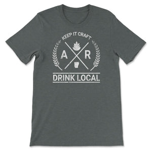 Drink Local Arkansas Vintage Craft Beer Brewing - Unisex T-Shirt - Dark Grey Heather