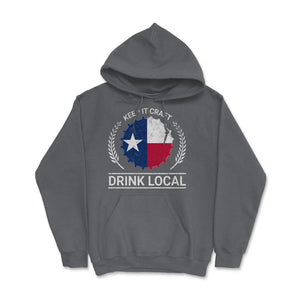 Drink Local Texas Vintage Craft Beer Bottle Cap Brewing - Hoodie - Smoke Grey