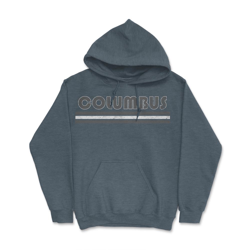 Vintage Columbus Ohio Retro Three Stripe Weathered - Hoodie - Dark Grey Heather