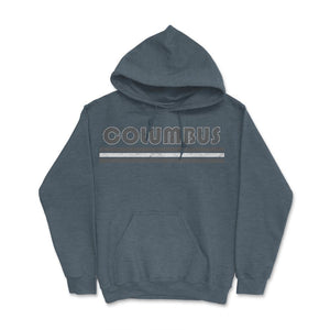 Vintage Columbus Ohio Retro Three Stripe Weathered - Hoodie - Dark Grey Heather