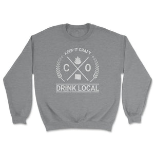Drink Local Colorado Vintage Craft Beer Brewing - Unisex Sweatshirt - Grey Heather