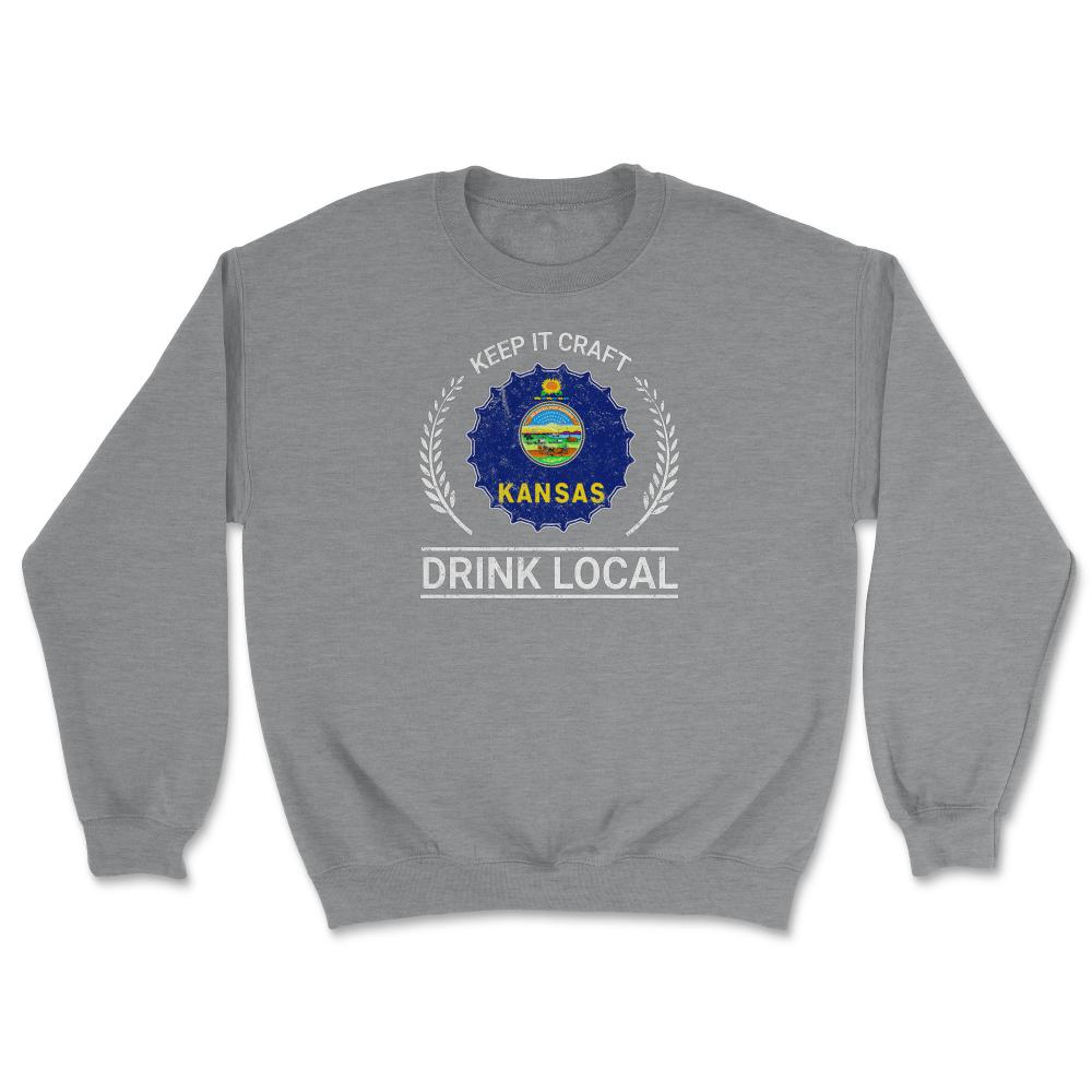 Drink Local Kansas Vintage Craft Beer Bottle Cap Brewing - Unisex Sweatshirt - Grey Heather