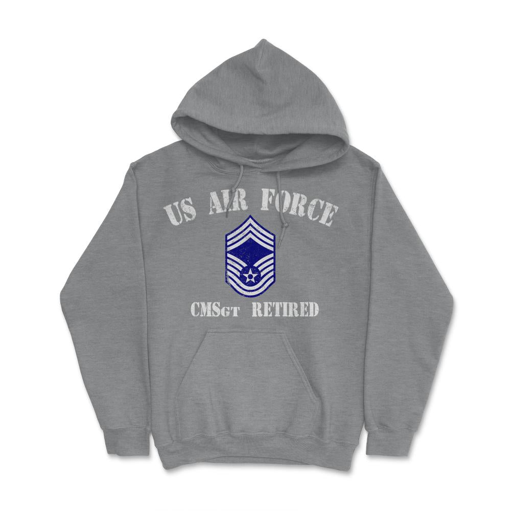 Vintage Retired Air Force Chief Master Sergeant Military Veteran - Hoodie - Grey Heather