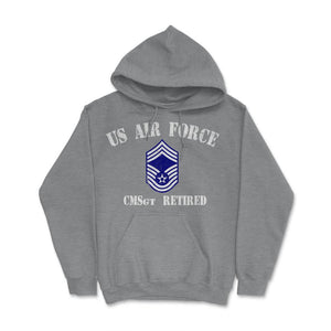 Vintage Retired Air Force Chief Master Sergeant Military Veteran - Hoodie - Grey Heather