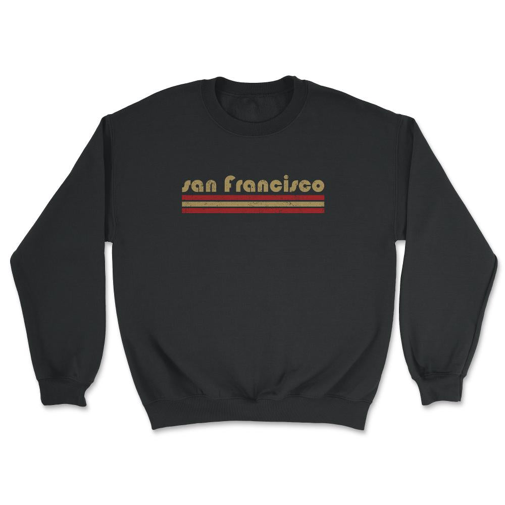 Vintage San Francisco California Retro Three Stripe Weathered - Unisex Sweatshirt - Black