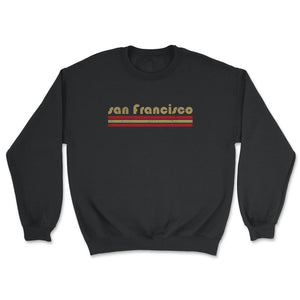 Vintage San Francisco California Retro Three Stripe Weathered - Unisex Sweatshirt - Black