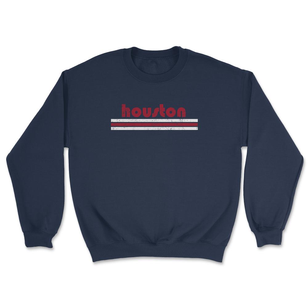 Vintage Houston Texas Retro Three Stripe Weathered - Unisex Sweatshirt - Navy