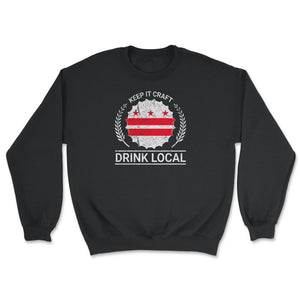 Drink Local Washington DC Vintage Craft Beer Bottle Cap Brewing - Unisex Sweatshirt - Black