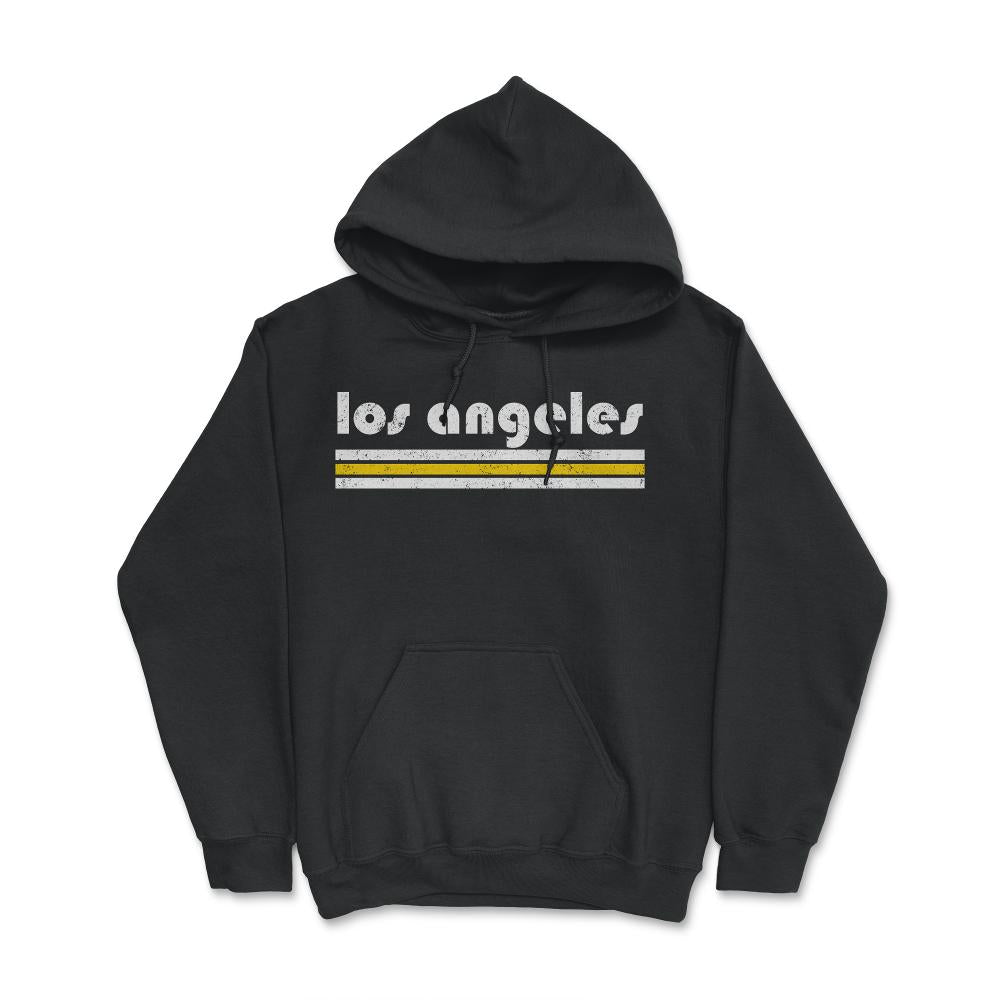 Vintage Los Angeles California Retro Three Stripe Weathered - Hoodie - Black