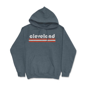 Vintage Cleveland Ohio Retro Three Stripe Weathered - Hoodie - Dark Grey Heather