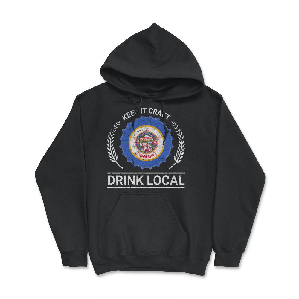 Drink Local Minnesota Vintage Craft Beer Bottle Cap Brewing - Hoodie - Black