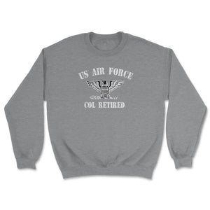 Vintage Retired Air Force Full Bird Colonel Military Veteran Retiree - Unisex Sweatshirt - Grey Heather