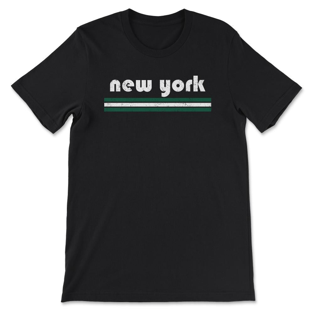 Vintage New York Retro Three Stripe Weathered - Unisex T-Shirt - Black