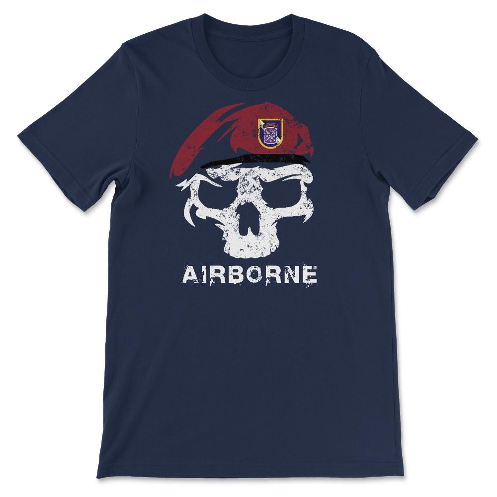 Vintage Army 95th Civil Affairs Skull Maroon Beret Special Operations - Unisex T-Shirt - Navy