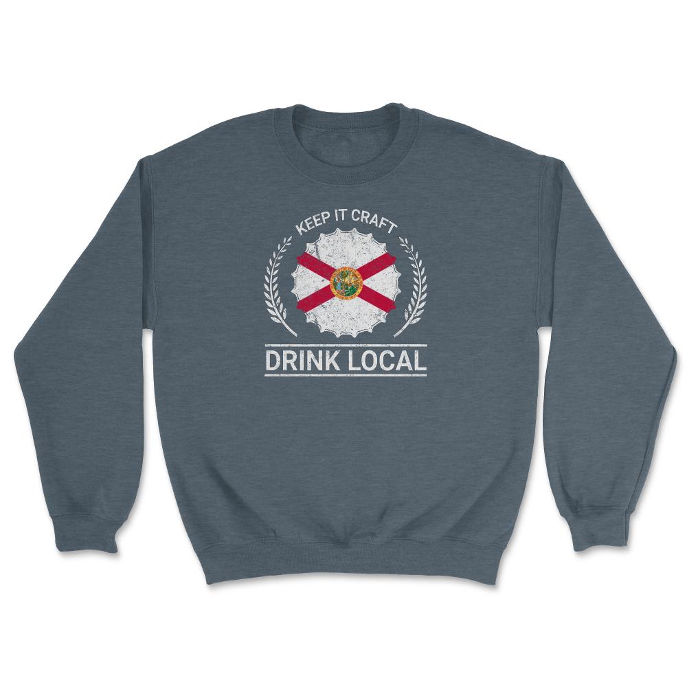 Drink Local Florida Vintage Craft Beer Bottle Cap Brewing - Unisex Sweatshirt - Dark Grey Heather