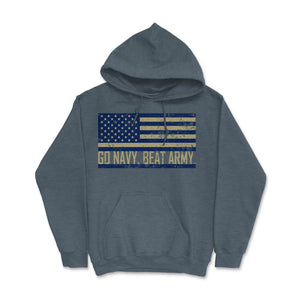 Go Navy Beat Army Flag America's Game Sports Football fan - Hoodie - Dark Grey Heather