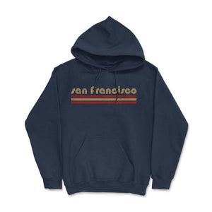 Vintage San Francisco California Retro Three Stripe Weathered - Hoodie - Navy