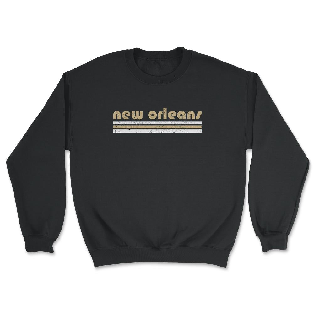 Vintage New Orleans Retro Three Stripe Weathered - Unisex Sweatshirt - Black