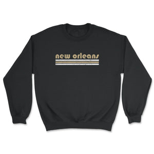 Vintage New Orleans Retro Three Stripe Weathered - Unisex Sweatshirt - Black