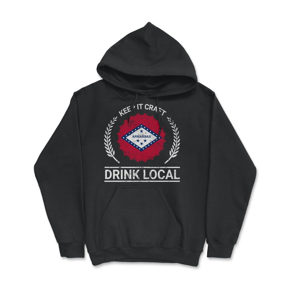 Drink Local Arkansas Vintage Craft Beer Bottle Cap Brewing - Hoodie - Black