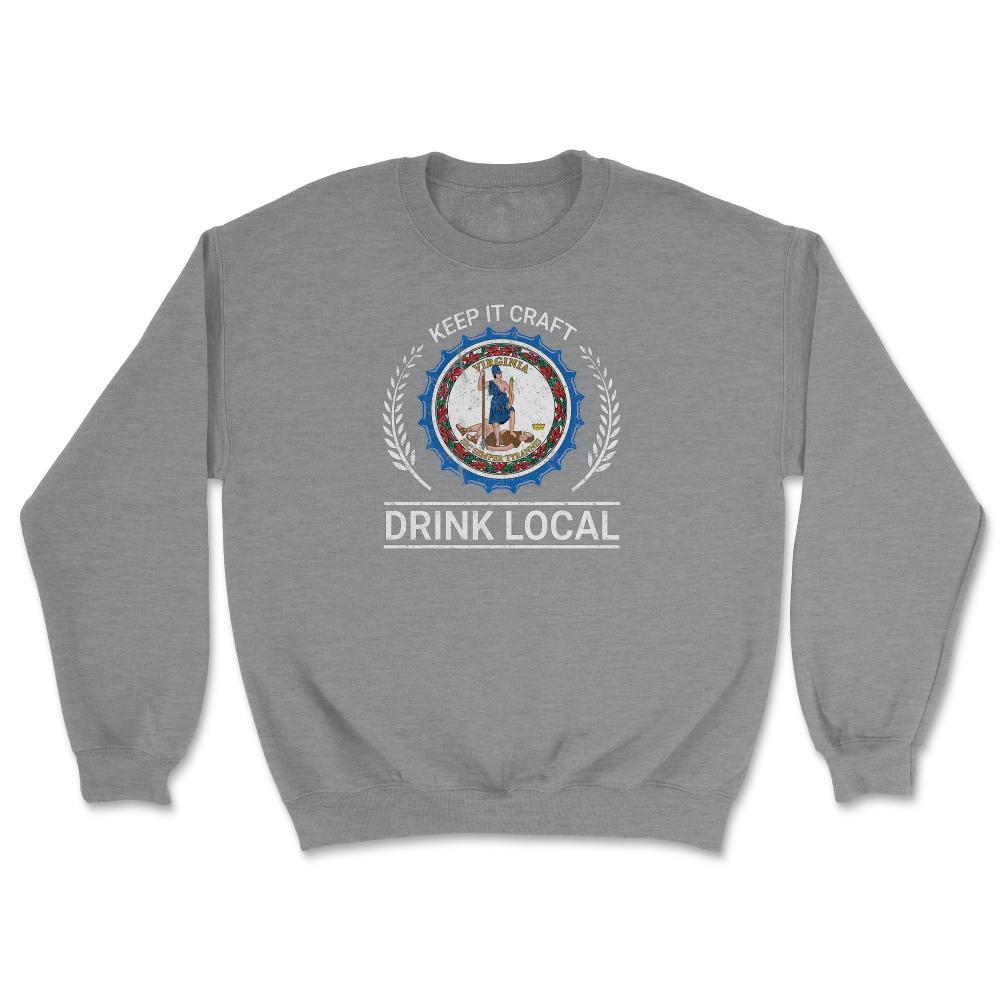 Drink Local Virginia Vintage Craft Beer Bottle Cap Brewing - Unisex Sweatshirt - Grey Heather