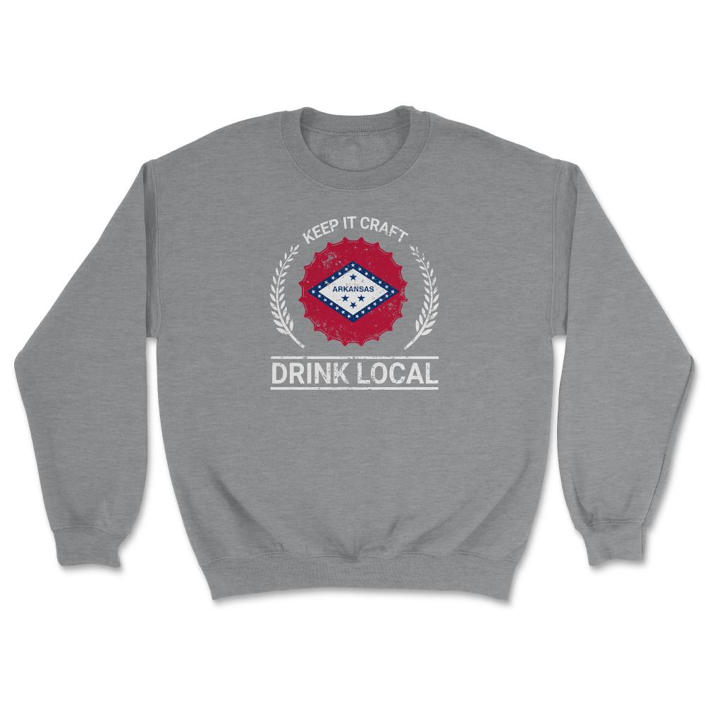 Drink Local Arkansas Vintage Craft Beer Bottle Cap Brewing - Unisex Sweatshirt - Grey Heather