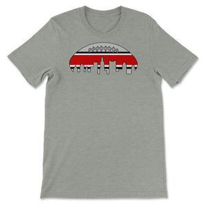 Columbus OHIO City Skyline Football Helmet Stripe Fan - Unisex T-Shirt - Grey Heather