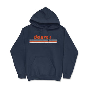 Vintage Denver Colorado Retro Three Stripe Weathered - Hoodie - Navy