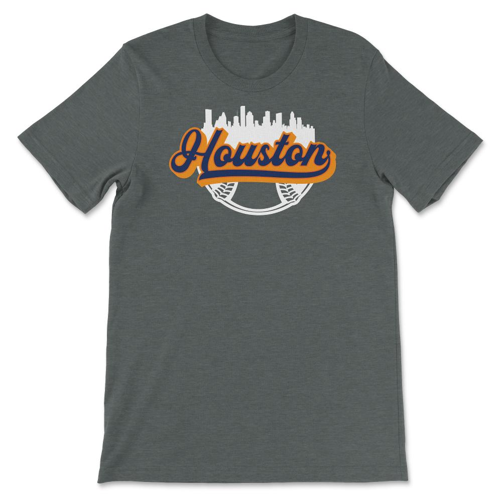 Houston Texas Baseball Downtown City Skyline Baseball Fan - Unisex T-Shirt - Dark Grey Heather