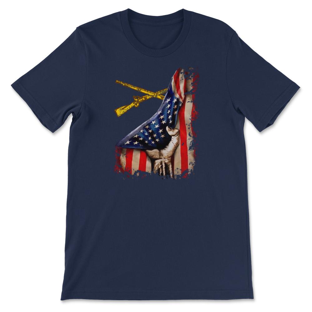 Infantry Rifles Combat Infantrymen US Flag Patriotic Soldier - Unisex T-Shirt - Navy