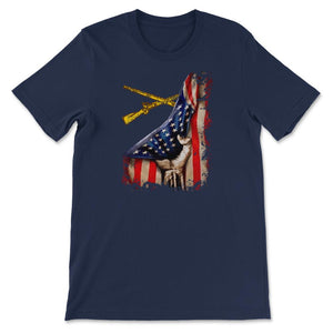 Infantry Rifles Combat Infantrymen US Flag Patriotic Soldier - Unisex T-Shirt - Navy