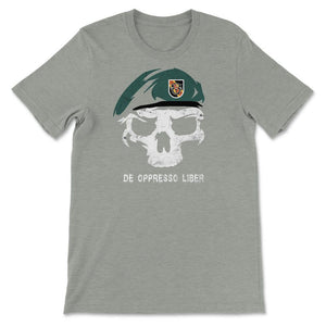 Army Special Forces De Oppresso Liber Green Beret 5th SFG Airborne - Unisex T-Shirt - Grey Heather