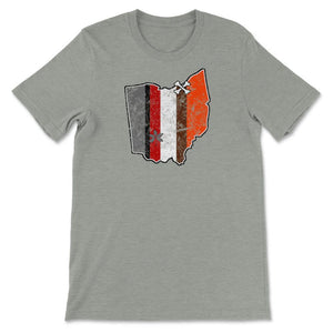 Cleveland Dawg Pound & Columbus Football Fan Buckeye Helmet Stripe - Unisex T-Shirt - Grey Heather