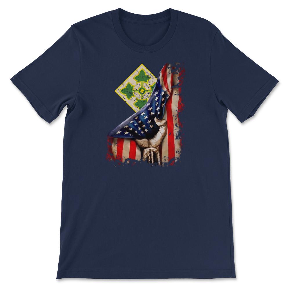 4th Infantry Division US Flag Tear Patriotic Infantry Gift - Unisex T-Shirt - Navy