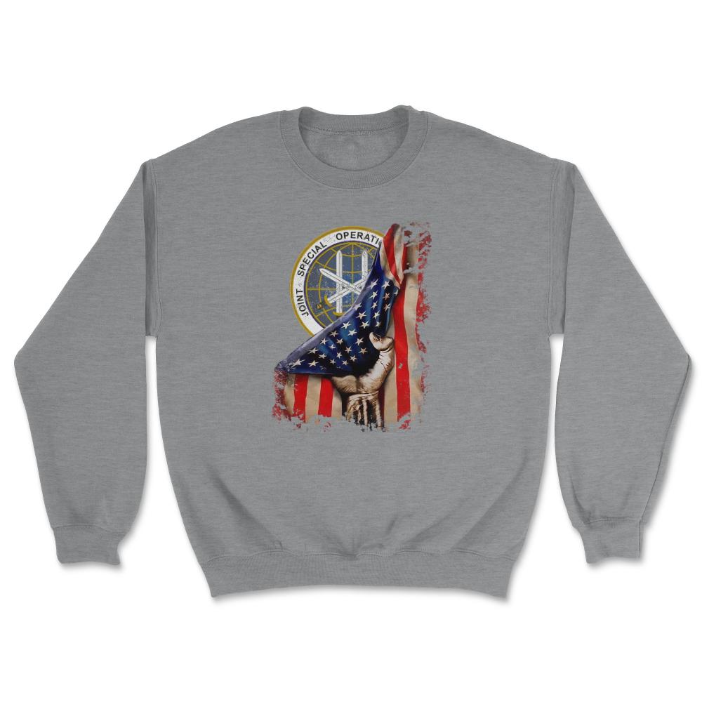 JSOC Patch Flag Pull Back Patriotic Special Operations - Unisex Sweatshirt - Grey Heather