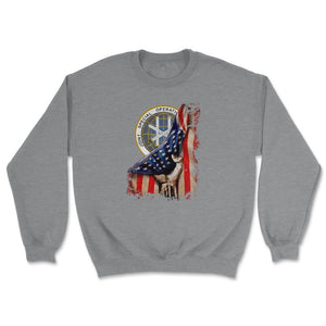 JSOC Patch Flag Pull Back Patriotic Special Operations - Unisex Sweatshirt - Grey Heather