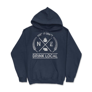 Drink Local Nebraska Vintage Craft Beer Brewing - Hoodie - Navy