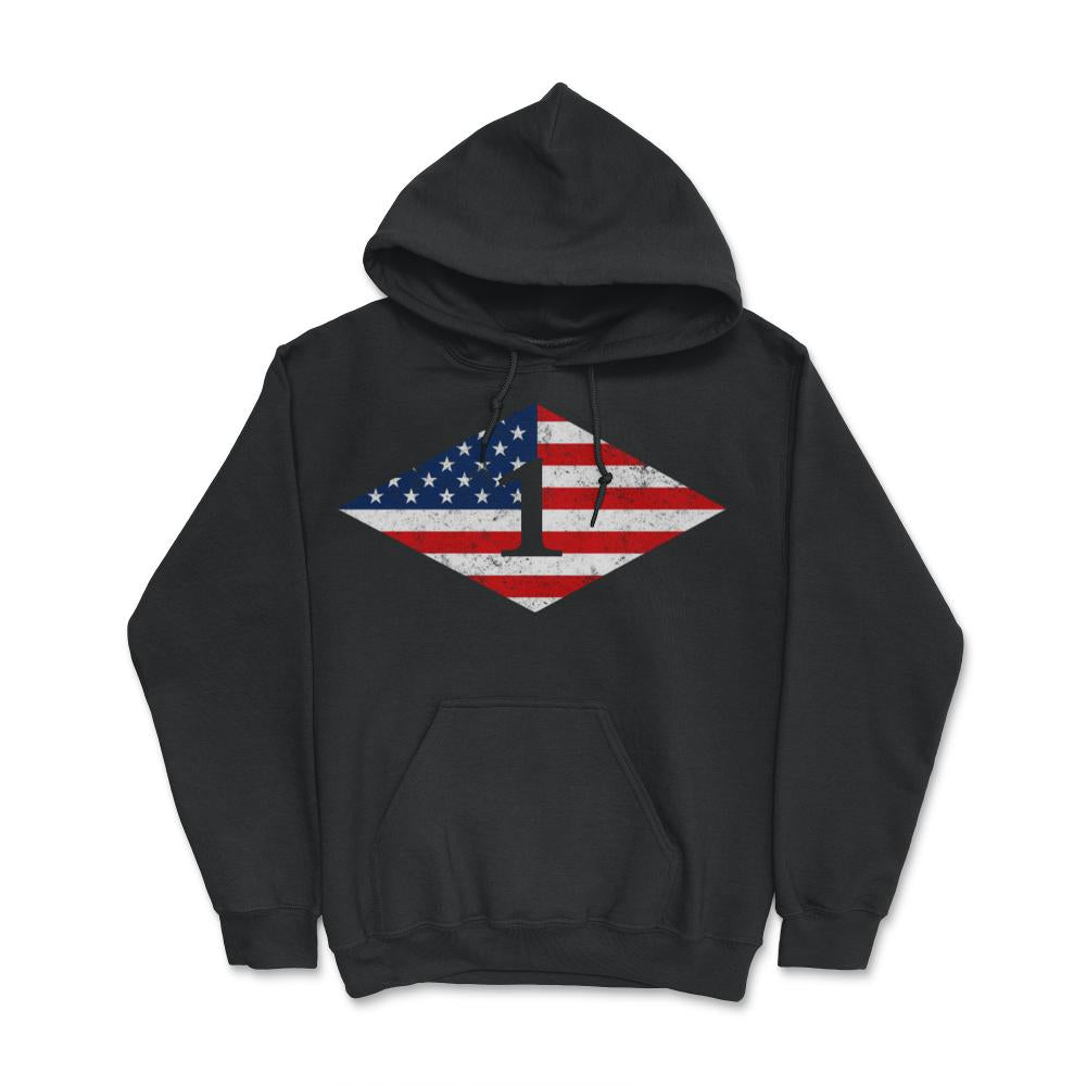 First Ranger Battalion USA Flag Diamond Patriotic Military Army Gift - Hoodie - Black